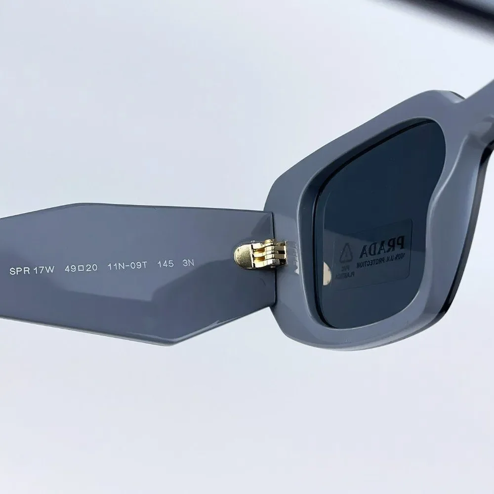 Prada PR17WS 11N09T Sunglasses Marble Gray Graphite Black Rectangle Unisex - Picture 11 of 14